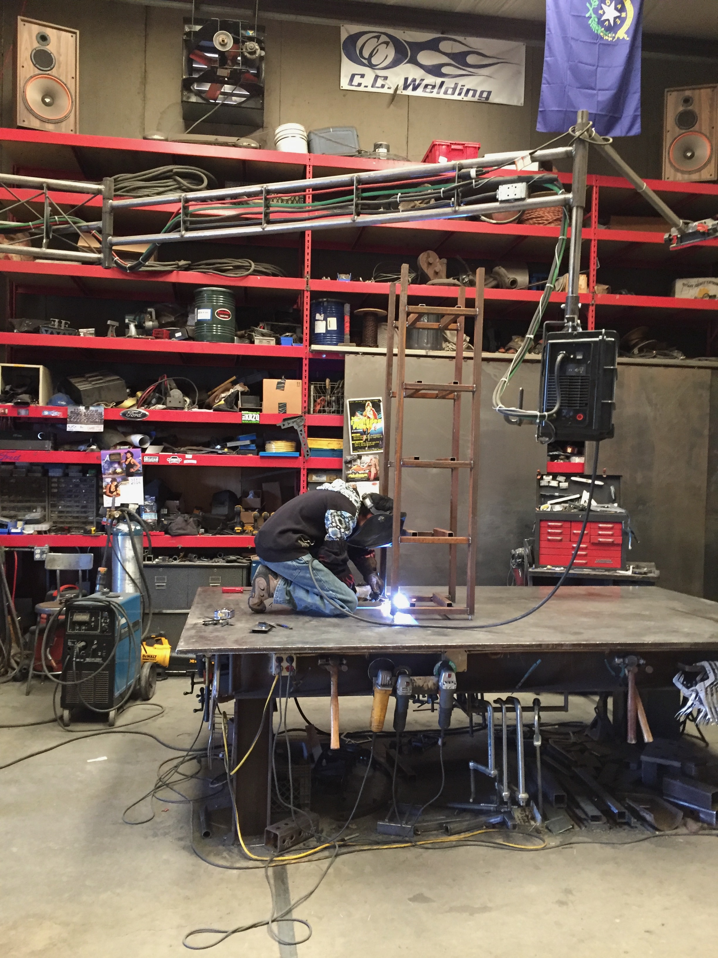 Craig Caddy welding with visible arc